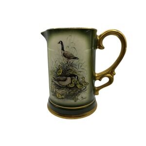 James B Beam Distilling Co 1972 Regal China Pitcher Goose Ducks Lithograph Art